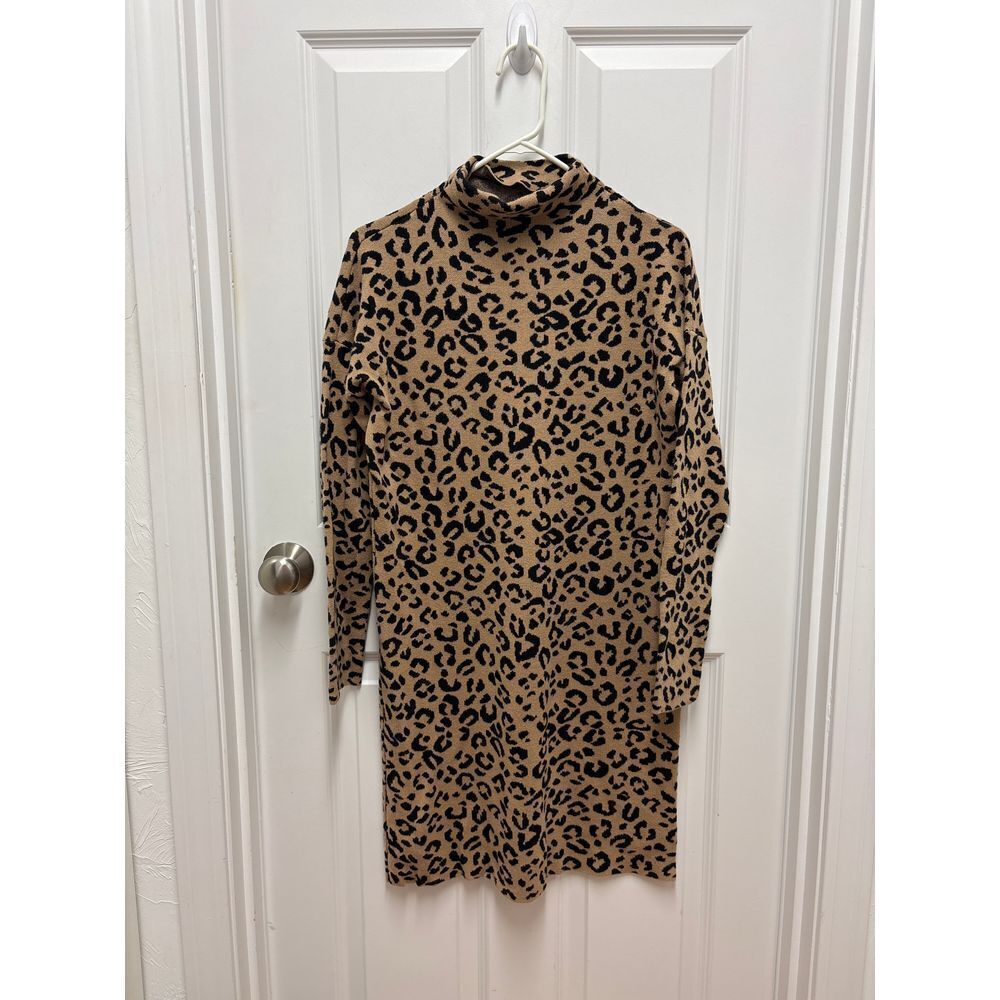 Nicole‎ Miller Dress Womens Large Brown Animal Leopard Turtleneck